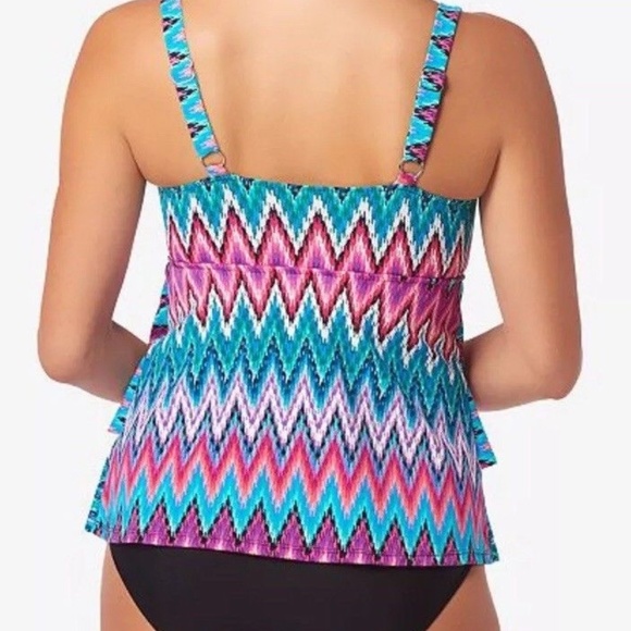 Swim Solutions Island Sunset Tiered 1 Pc Swimsuit - Picture 2 of 2